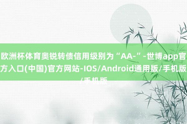 欧洲杯体育奥锐转债信用级别为“AA-”-世博app官方入口(中国)官方网站-IOS/Android通用版/手机版